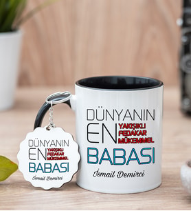 Dünyanın En İyi Babası Siyah Kupa Ve Anahtarlık Set