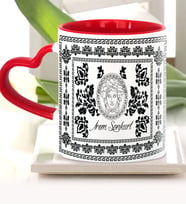 BK Gift Kişiye Özel Etnik Kırmızı Kalpli Kupa Bardak Kk1