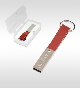 BK Gift Kişiye Özel F-151-16 Kahverengi Metal-Suni Derili USB Bellek 16 GB