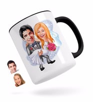 BK Gift Kişiye Özel Evleniyoruz Karikatürlü Siyah Kupa Bardak-7