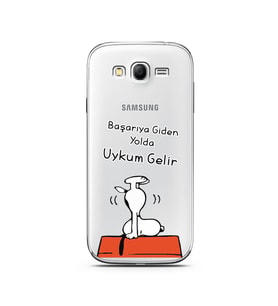 Snoopy Tasarımlı Süper Şeffaf Silikon Telefon Kılıfı Samsung Grand Neo
