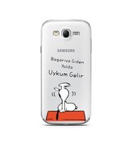Snoopy Tasarımlı Süper Şeffaf Silikon Telefon Kılıfı Samsung Grand Neo