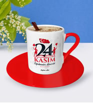 BK Gift Kişiye Özel Öğretmenler Gününüz Kutlu Olsun Kırmızı Türk Kahvesi Fincanı  2
