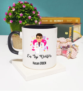En İyi Doktor Tasarımlı Doktor Kupa Bardak Siyah
