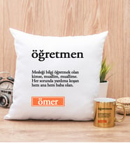 Öğretmen Kelime Anlamı Yastık ve Gold Kupa Bardak