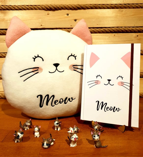 Sevimli Kedi Polar Yastık Ve 9 Kedicikli Kedi Defter Arkadaşa Hediye