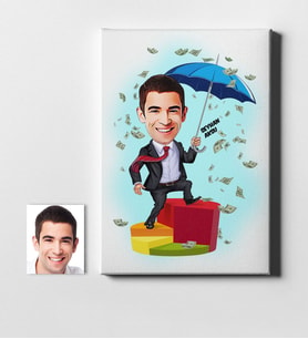 BK Gift Kişiye Özel Bay Broker Karikatür Kanvas Tablo 50x70cm 1