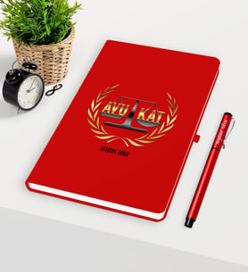 BK Gift Kişiye Özel Avukat Temalı Kırmızı Defter Kalem Seti - 16