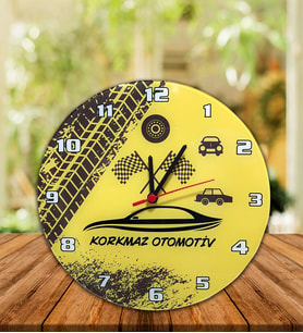 Kişiye Özel Baskılı Galeri Ve Otomotiv 29 Cm Cam Duvar Saati