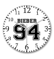 Justin Bieber 94 Duvar Saati Bombeli Gercek Cam