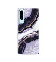 Mor Kumsal Tasarımlı Süper Şeffaf Silikon Telefon Kılıfı Huawei P30  