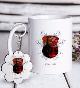 BK Gift Kişiye Özel Mesleki Deniz Kuvvetleri Beyaz Kupa ve Anahtarlık Hediye Seti (Model 1)