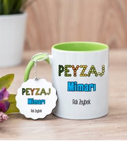 Peyzaj Mimarı Yeşil Kupa Bardak Ve Anahtarlık Set