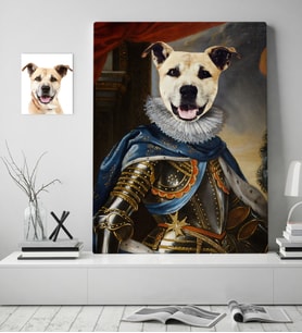 BK Gift Kişiye Özel Evcil Dost Orta Çağ Kralı Köpek Pet Kanvas Tablo (50x70cm.) 1