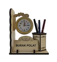 İsme Özel Saatli Masa İsimlik kalemlik