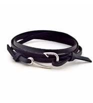 SİYAH DERİ HOOK KANCA OLTA ERKEK BİLEKLİK BT327