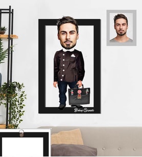 Kişiye Özel enler Siyah Önlük Karikatürlü 3D Ahşap Tablo 30x47 Bay-1