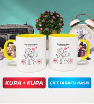 İkili Sen Başıma Gelen En Güzel Şeysin Sevgililer Günü Hediyesi Kupa Bardak Sarı