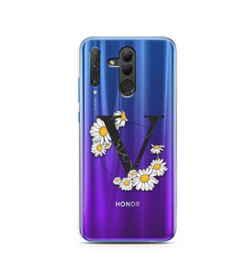 Papatya Harf Tasarım Süper Şeffaf Silikon Telefon Kılıfı Huawei Honor 20 Lite V-