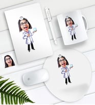 BK Gift Kişiye Özel Bayan Diş Hekimi Karikatürlü Defter Kalem Kupa Mouse Pad Seti-1 (Model 1)