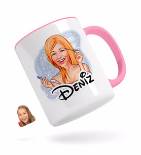 BK Gift Kişiye Özel Kadın Karikatürlü Pembe Kupa Bardak-21