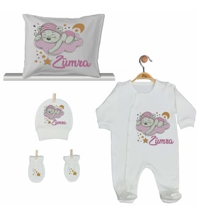 Pia Baby GL 2003 İsme Özel Ayıcıklı Yastık Tulum Set