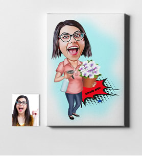 BK Gift Kişiye Özel Ev Hanımı Anne Karikatür Kanvas Tablo 50x70cm 2