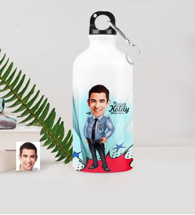 BK Gift Kişiye Özel Bay Polis Karikatürlü Metal Suluk 500 Ml 1