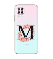 Pembe Çiçekli Harf Tasarım Süper Şeffaf Silikon Telefon Kılıfı Huawei P40 Lite M