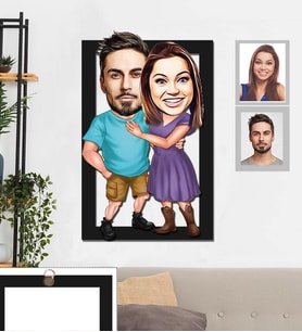 Kişiye Özel Sevgili Karikatürlü 3D Ahşap Tablo 30x47 Model 1