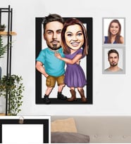 Kişiye Özel Sevgili Karikatürlü 3D Ahşap Tablo 30x47 Model 1