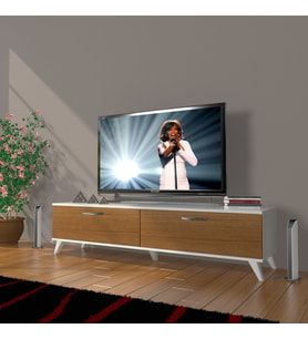 Decoraktiv Eko 140 Mdf Std Retro Tv Ünitesi Tv Sehpası (Beyaz - Ceviz)
