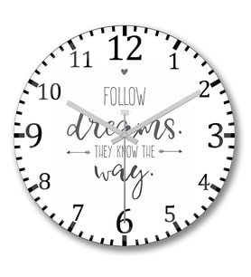 Znn Follow Dreams Duvar Saati Bombeli Gercek Cam