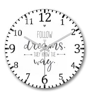 Znn Follow Dreams Duvar Saati Bombeli Gercek Cam