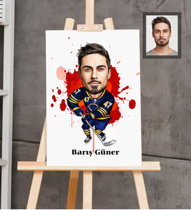 Kişiye Özel Sporcu Karikatürlü  Ahşap Tablo 30x47 Bay-6
