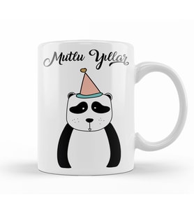 Sevimli Panda İle Mutlu Yıllar Kupa Bardak Porselen