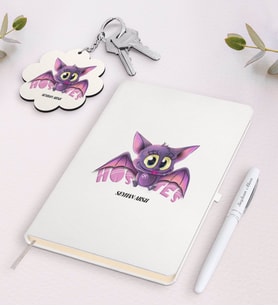 BK Gift Kişiye Özel Hostes Beyaz Defter Kalem ve Anahtarlık Hediye Seti-3 (Model 1)