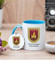 Kara Kuvvetleri Amblemli Mavi Kupa Bardak Ve Anahtarlık Set