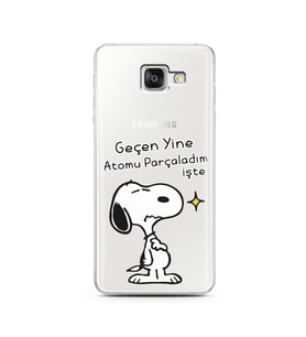 Snoopy Tasarımlı Süper Şeffaf Silikon Telefon Kılıfı Samsung A5 (2016)
