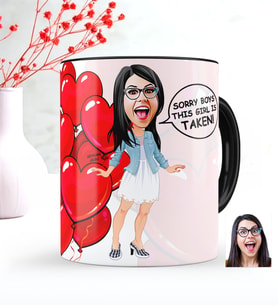 BK Gift Kişiye Özel Bayan Sevgili Karikatürlü Siyah Kupa Bardak - 1