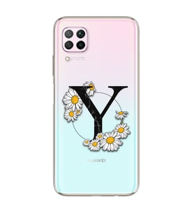 Papatya Harf Tasarım Süper Şeffaf Silikon Telefon Kılıfı Huawei P40 Lite Y-Harfi