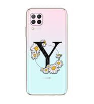 Papatya Harf Tasarım Süper Şeffaf Silikon Telefon Kılıfı Huawei P40 Lite Y-Harfi