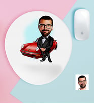 BK Gift Kişiye Özel Bay Patron Karikatürlü Bilek Destekli Mouse Pad (Beyaz)