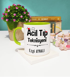 Acil Tıp Teknisyeni Tasarımlı Kişiye Özel Acil Tıp Teknisyeni Kupa Bardak Yeşil