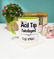 Acil Tıp Teknisyeni Tasarımlı Kişiye Özel Acil Tıp Teknisyeni Kupa Bardak Yeşil
