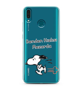 Snoopy Tasarımlı Süper Şeffaf Silikon Telefon Kılıfı Huawei Y9 (2019)