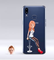 BK Gift Kişiye Özel Bayan Karikatürlü Samsung Galaxy A10s İnce Şeffaf Silikon Telefon Kapağı-39 (Beyaz)