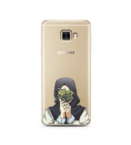 Kapalı Çiçekli Kız Tasarımlı Süper Şeffaf Silikon Telefon Kılıfı Samsung C7  