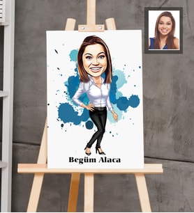 Kişiye Özel Öğretmen Karikatürlü  Ahşap Tablo 30x47 Bayan-10