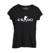 Counter Strike - CS Logo Siyah Kadın Tshirt